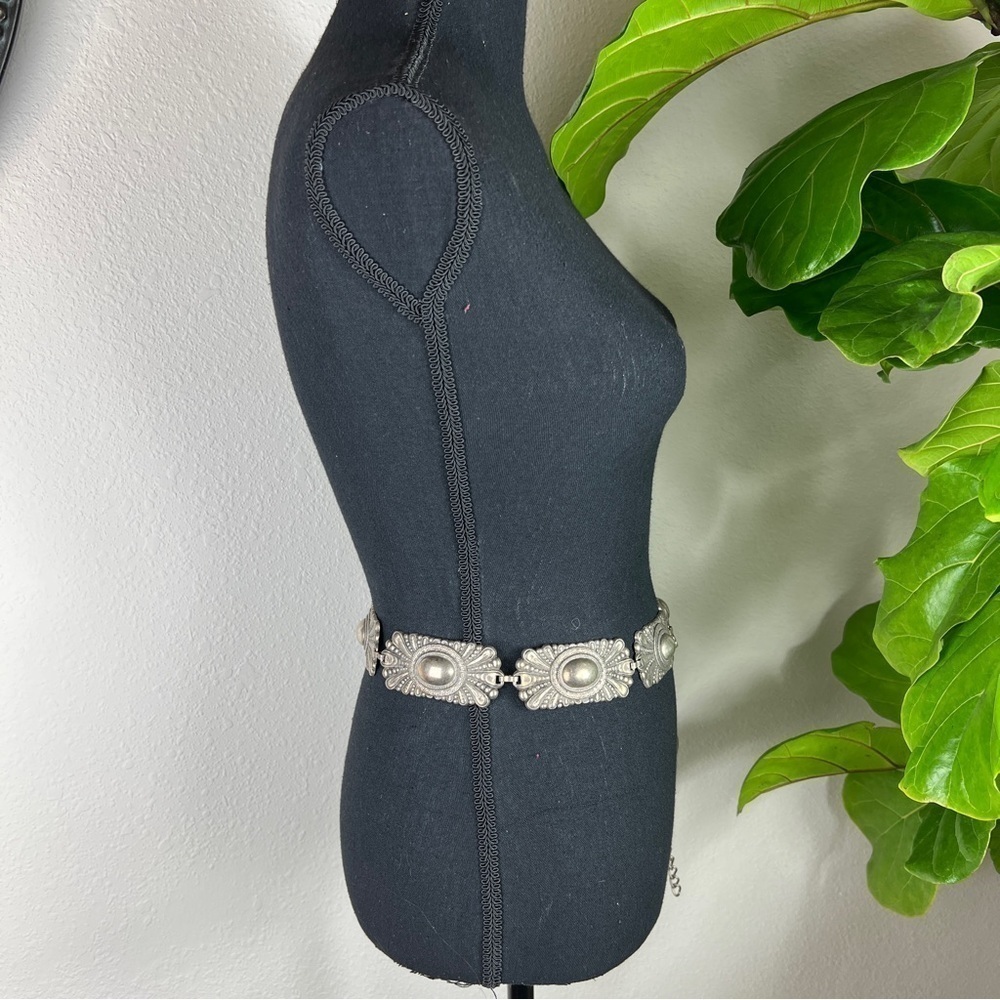 ESCADA Women’s Vintage Designer Silver Tone Concho Chain Link Metal Belt - Picture 9 of 12